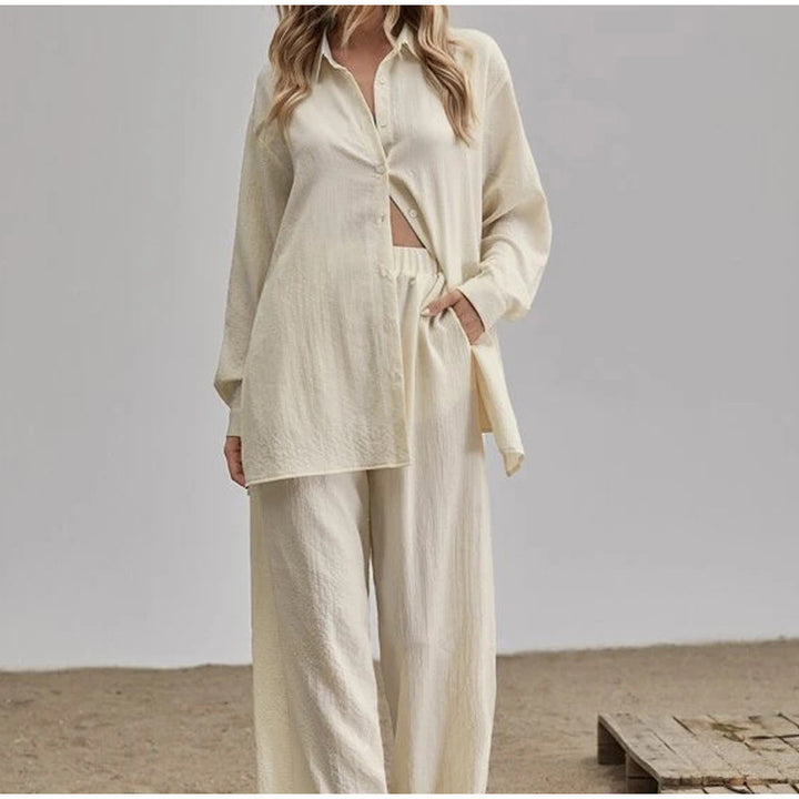Dame Langærmet Button-Up Pyjamas Sæt Stilla