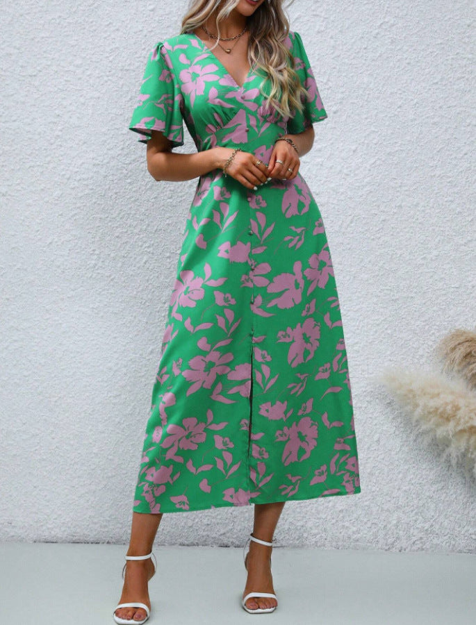 Dame Maxikjole med elegant blomstertryks Stilla