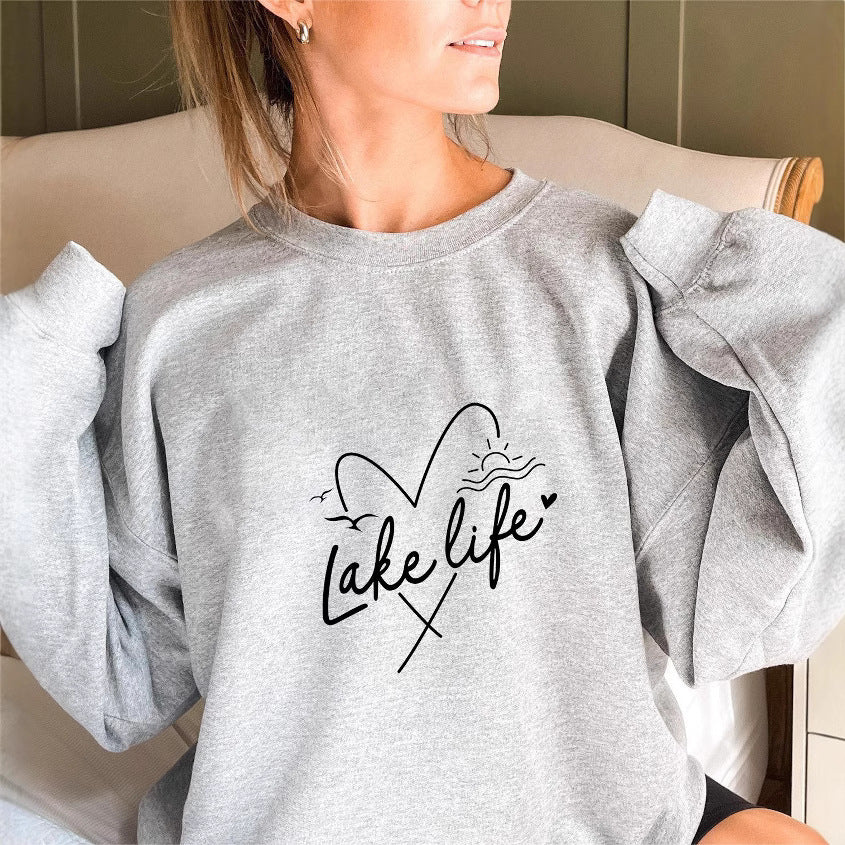 Kvinders sweatshirt med korte ærmer og hjerte motiv Stilla
