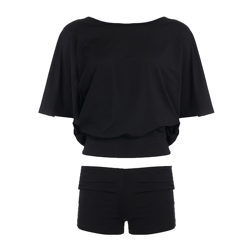 Damer sporty bikini-sæt med løs top og short-kombination Skovae