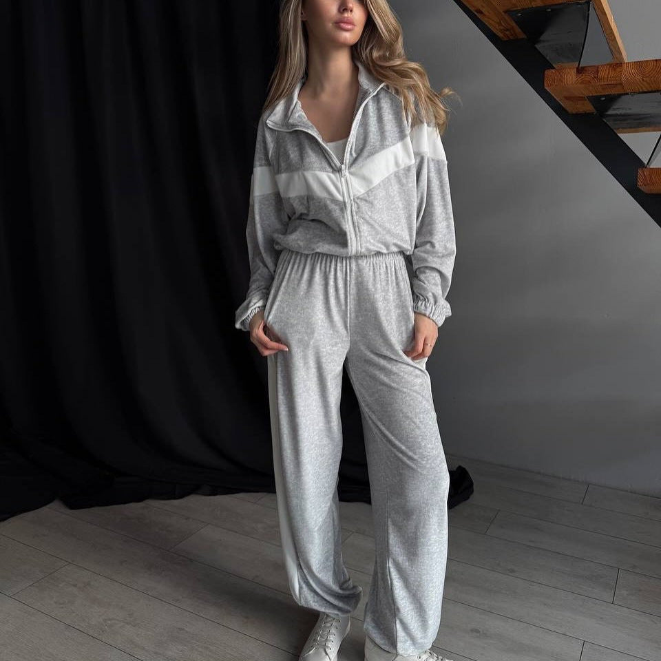 Dame sporty fleece jumpsuit med lynlås Skovae