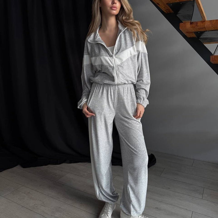 Dame sporty fleece jumpsuit med lynlås Skovae