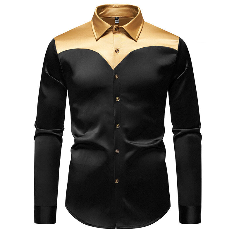 Herrer Elegant Satin Skjorte Stilla