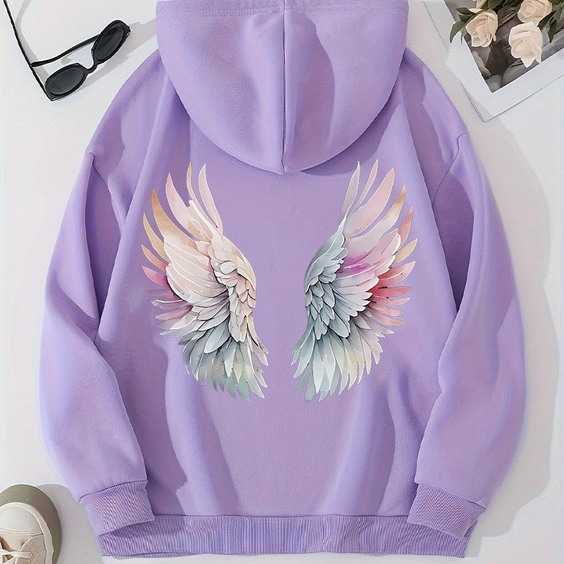 Kvinders hoodie med stilfuldt englevinge-design Skovae