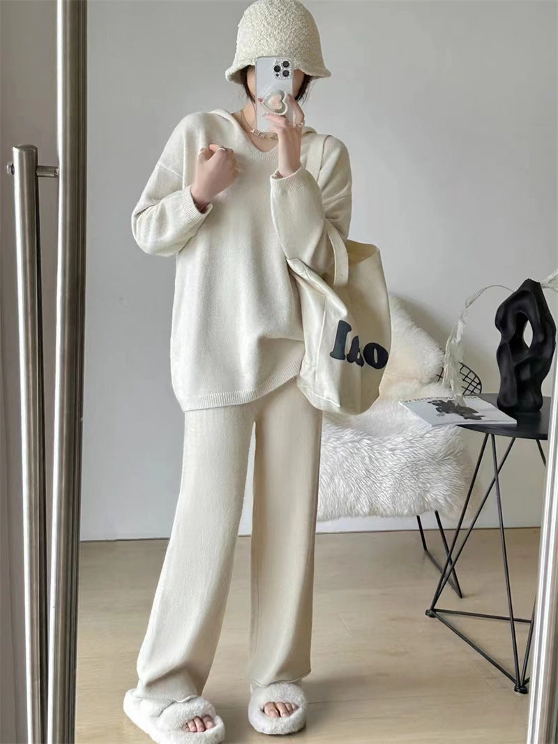 Femme Afslappende Strik-Loungewear-Sæt Stilla