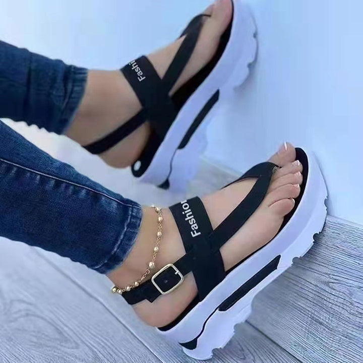 Dame trendy Plateau-sandaler med skridsikker sål og justerbart remdesign Stilla
