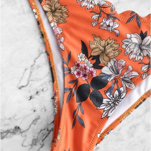 Dame Floral Snøre-Bikini-Sæt Stilla