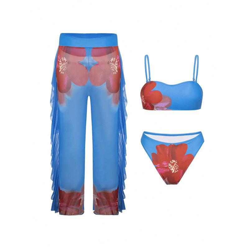 Dame bikini sæt med flæse-design og gennemsigtige detaljer Skovae
