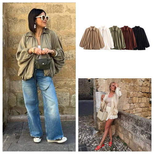 Dame let oversized bluse med ruffles design Stilla