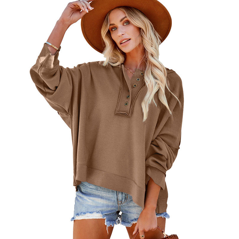 Dame Oversized Sweater med knaplukning og afslappet snit Stilla