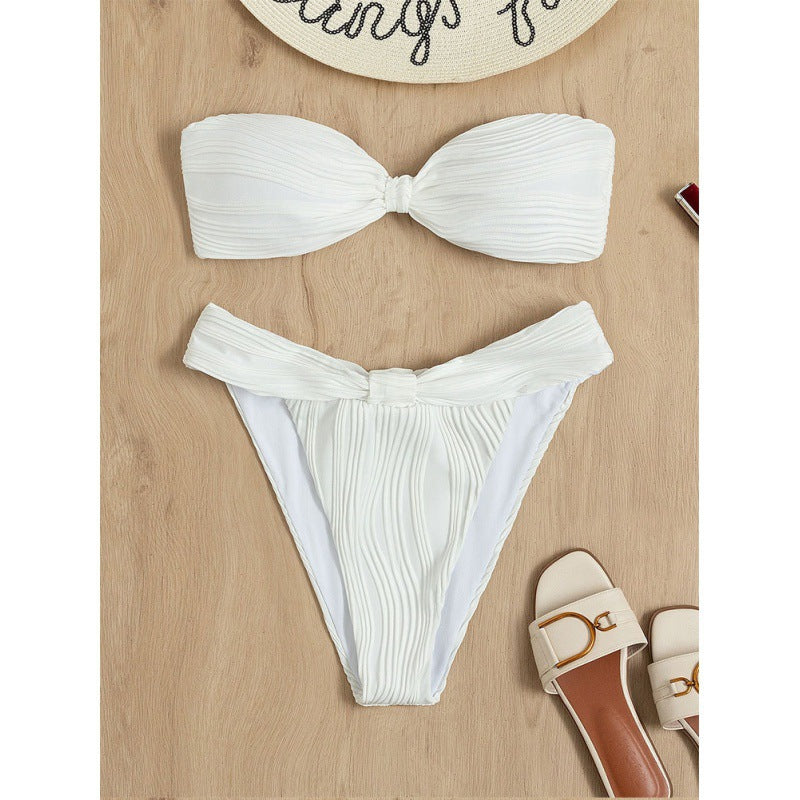 Dame Bandeau-bikini med raffineret indpakningsdetalje Skovae