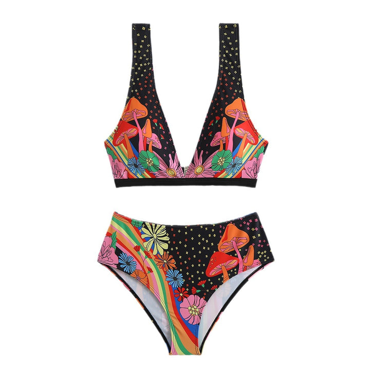 Dame Bikini-sæt med farverigt blomsterdesign og højt skåret bund Stilla