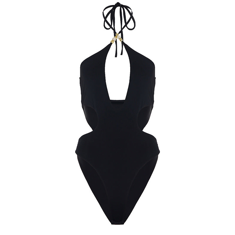 Damen Cut-Out Badeanzug mit Raffungen und verstellbaren Trägern Skovae