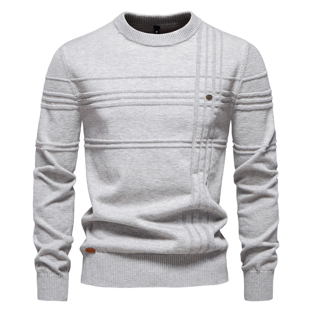 Herre strikpullover med struktureret design og moderne rund halsudskæring Stilla