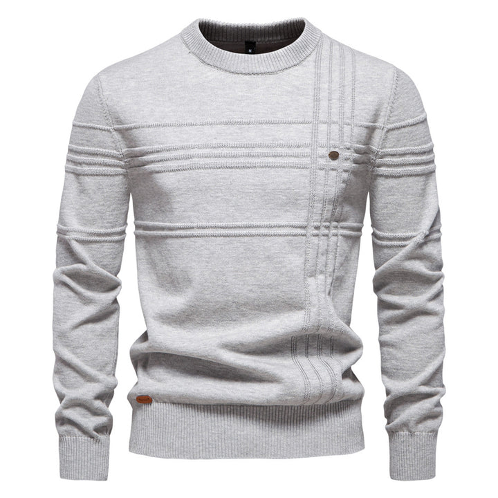 Herre strikpullover med struktureret design og moderne rund halsudskæring Stilla