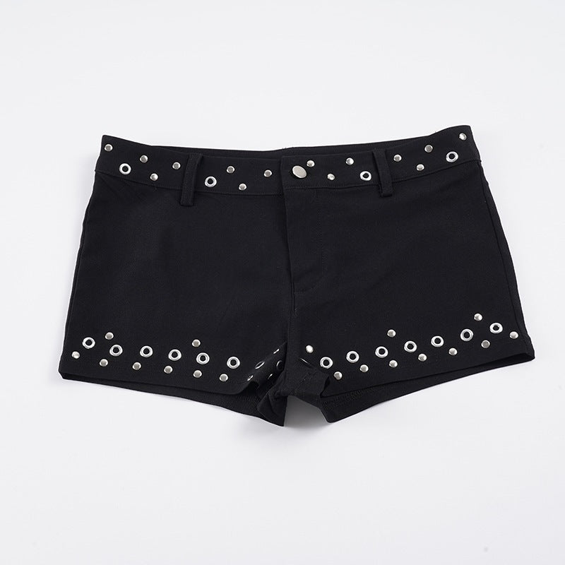 Dame Mode Shorts med dekorative metaløjer Skovae