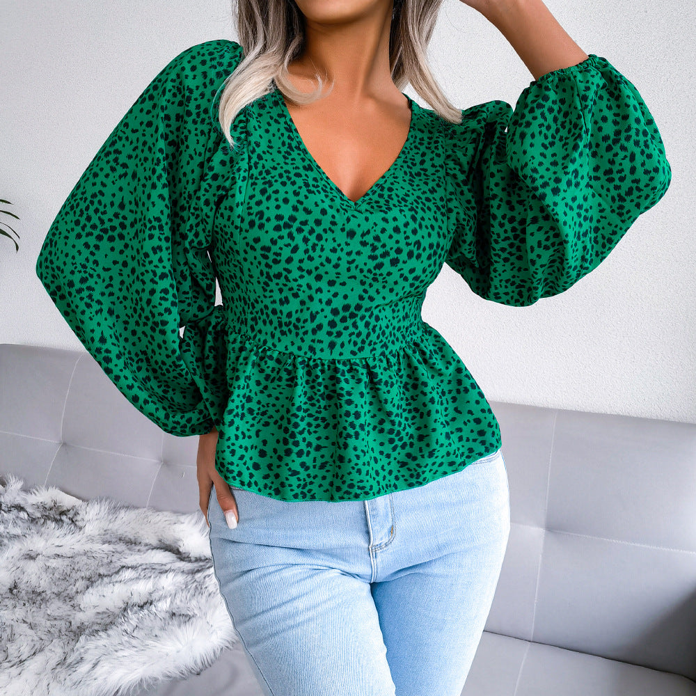 Dame mode bluse med puffærmer og elegant rynkning Stilla