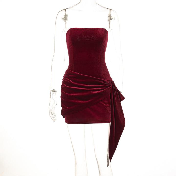 Dame Elegant Cocktailkjole med asymmetrisk Volangdesign Skovae