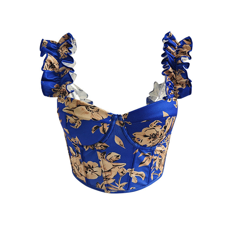 Dame Bustier i romantisk floral design med ruffled detaljer Stilla
