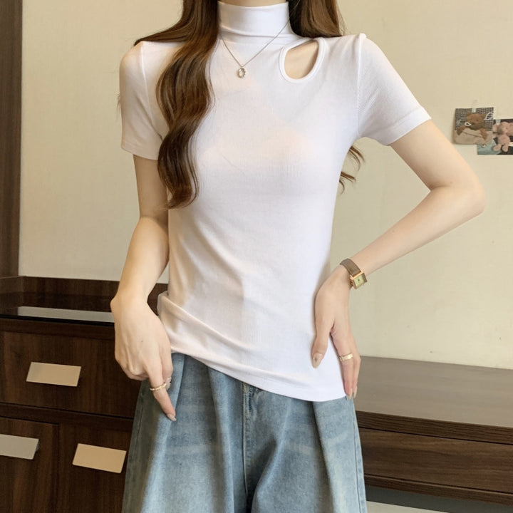 Femme Kortærmet Cut-Out Ståkrave Top Stilla