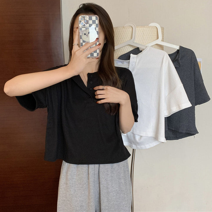 Femme Casual Knap-Op Ribtop Stilla