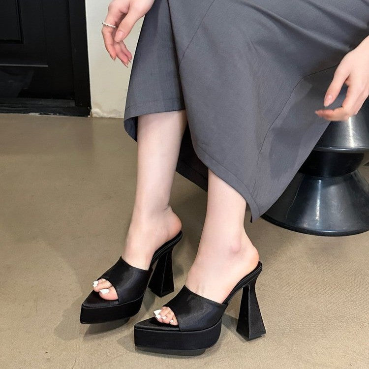 Dame Chunky Blokhæls Slide Mules Stilla
