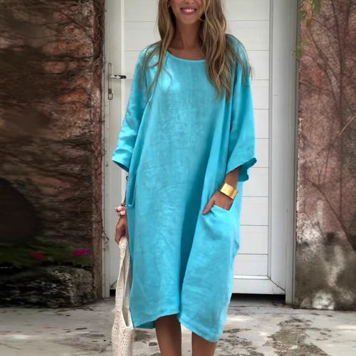 Dame luftigt Kaftan-kjole med praktiske lommer Stilla