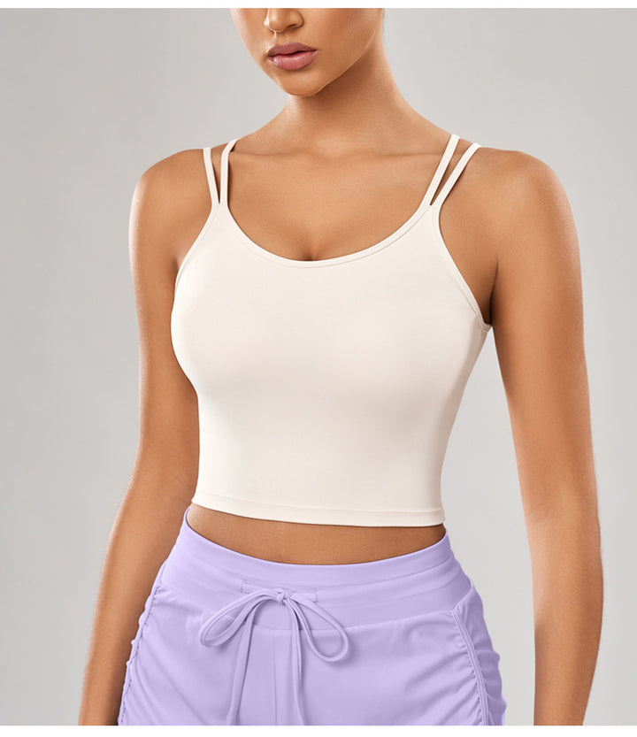 Dame Sporty Crop-Top med justerbare spaghettistropper Stilla
