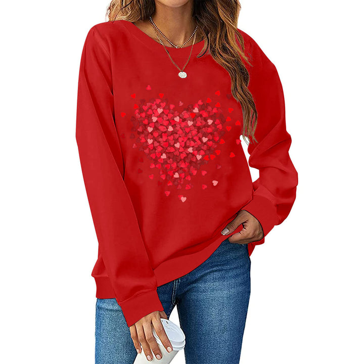 Dame Sweatshirt med hjerte motiv og afslappet sknit Stilla