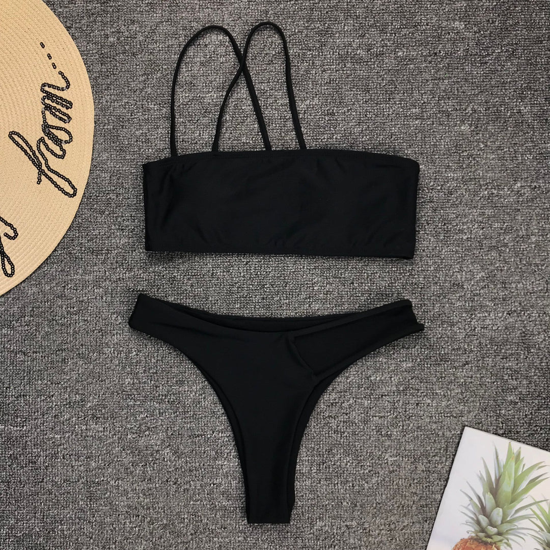 Damebikini med asymmetrisk overdel og sideløsning Stilla