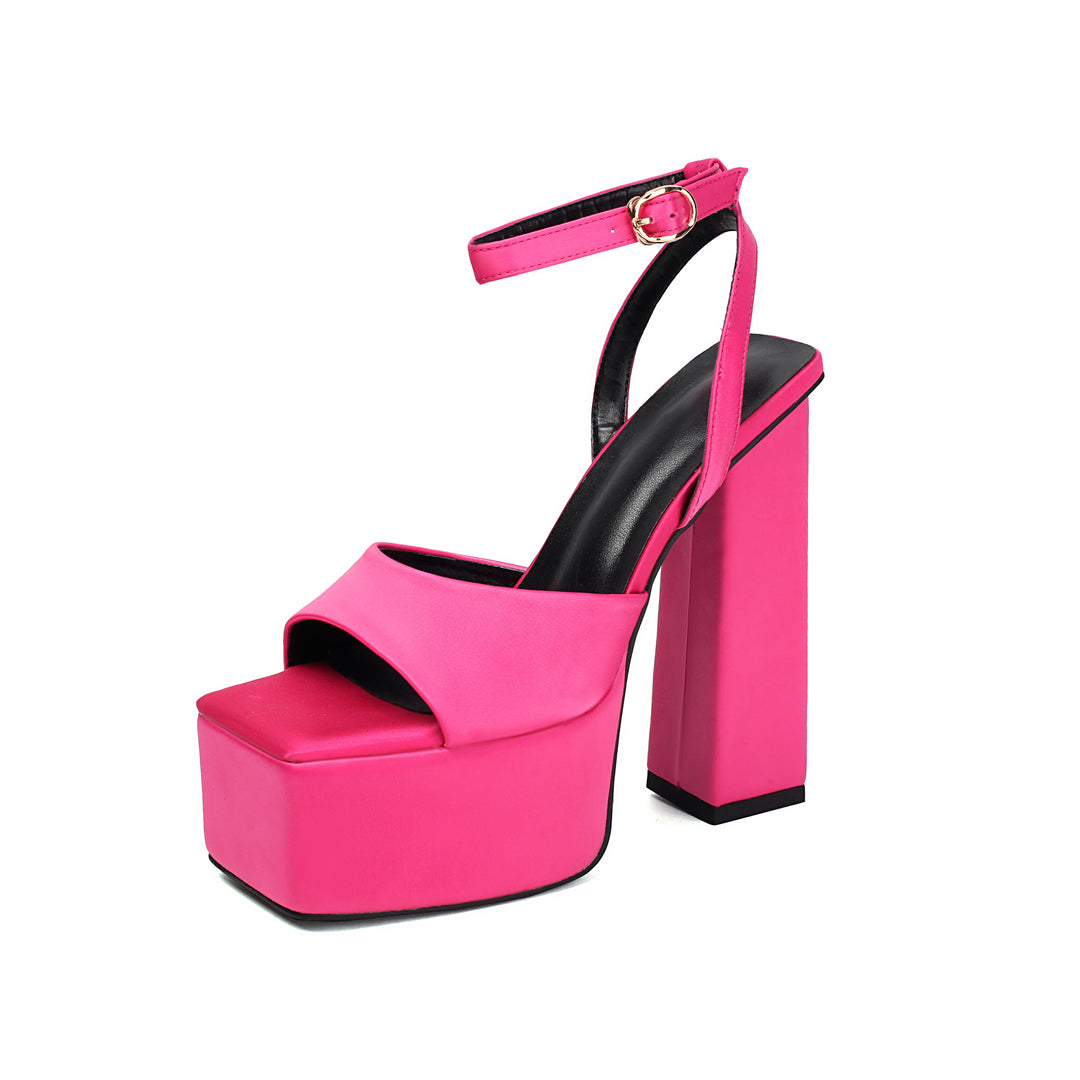 Femme Chunky Heel Platform Sandaler med justerbar ankelrem Stilla