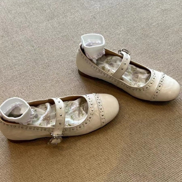 Dame Classic Mary Jane Ballerinas med nitter-detalje Stilla