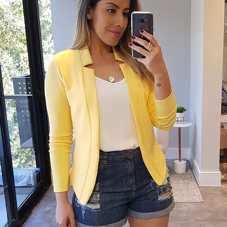 Dame Elegant Slim-Fit Blazer med åben krave og lange ærmer Stilla