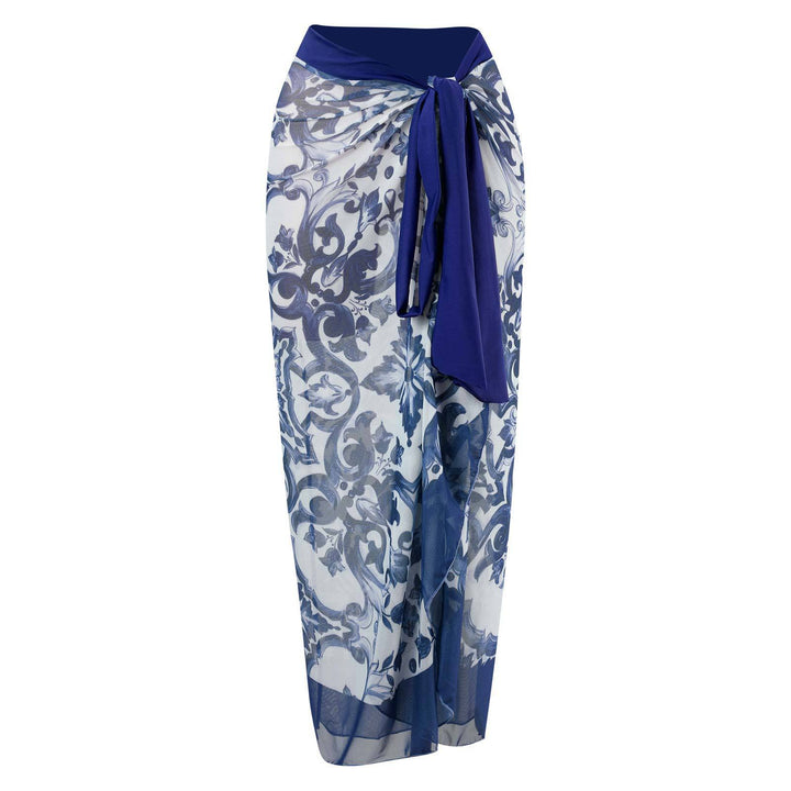 Dame badetøj sæt med blomster top og flot transparent sarong Stilla
