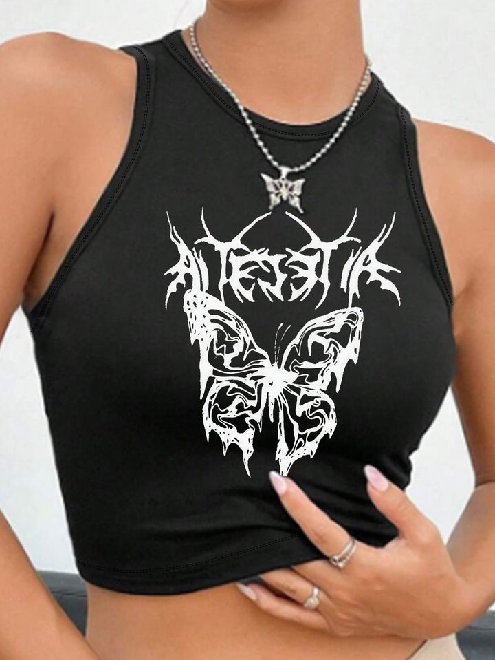 Dame Crop-top med unikt design og moderigtig skrifttype Skovae