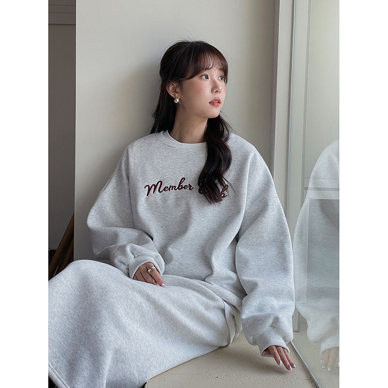 Damer afslappet oversized sweater med dekorativ tekst Stilla