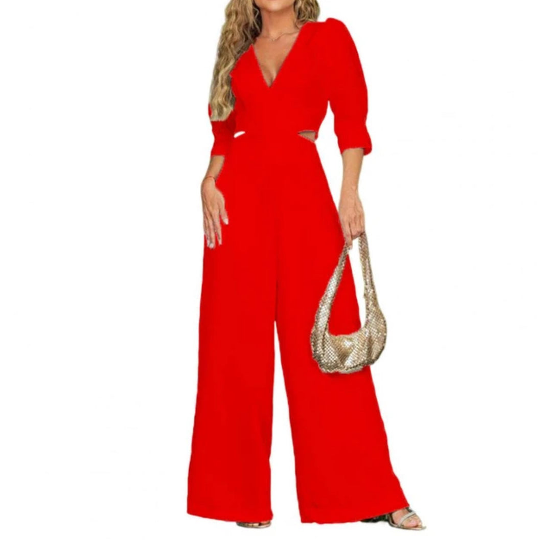 Damer Elegant Jumpsuit med dyb V-hals og brede ben Stilla