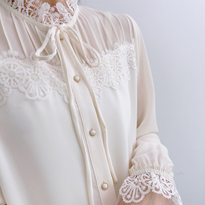 Dame elegant bluse med spids Stilla