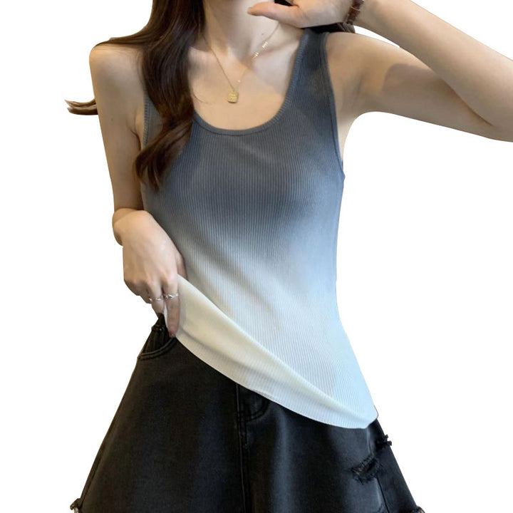 Femme Ribbstrik-Top med Gradientdesign Stilla