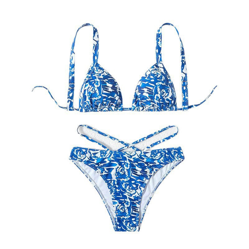 Dame triangel-bikini med fashionable kryds-stropper Skovae