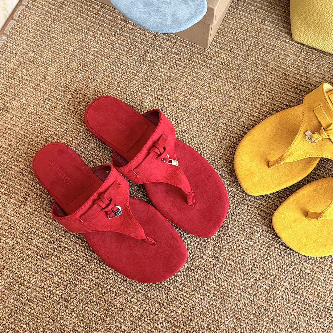 Femme Luksuriøse Suede Tå-stav Sandaler med Elegant Spænde Stilla