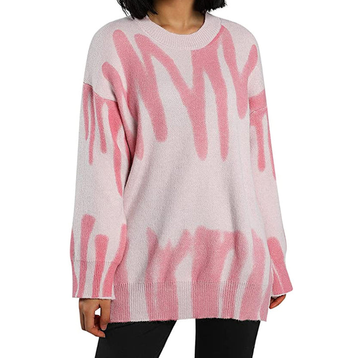 Femme Abstrakt Mønstret Oversized Pullover Stilla