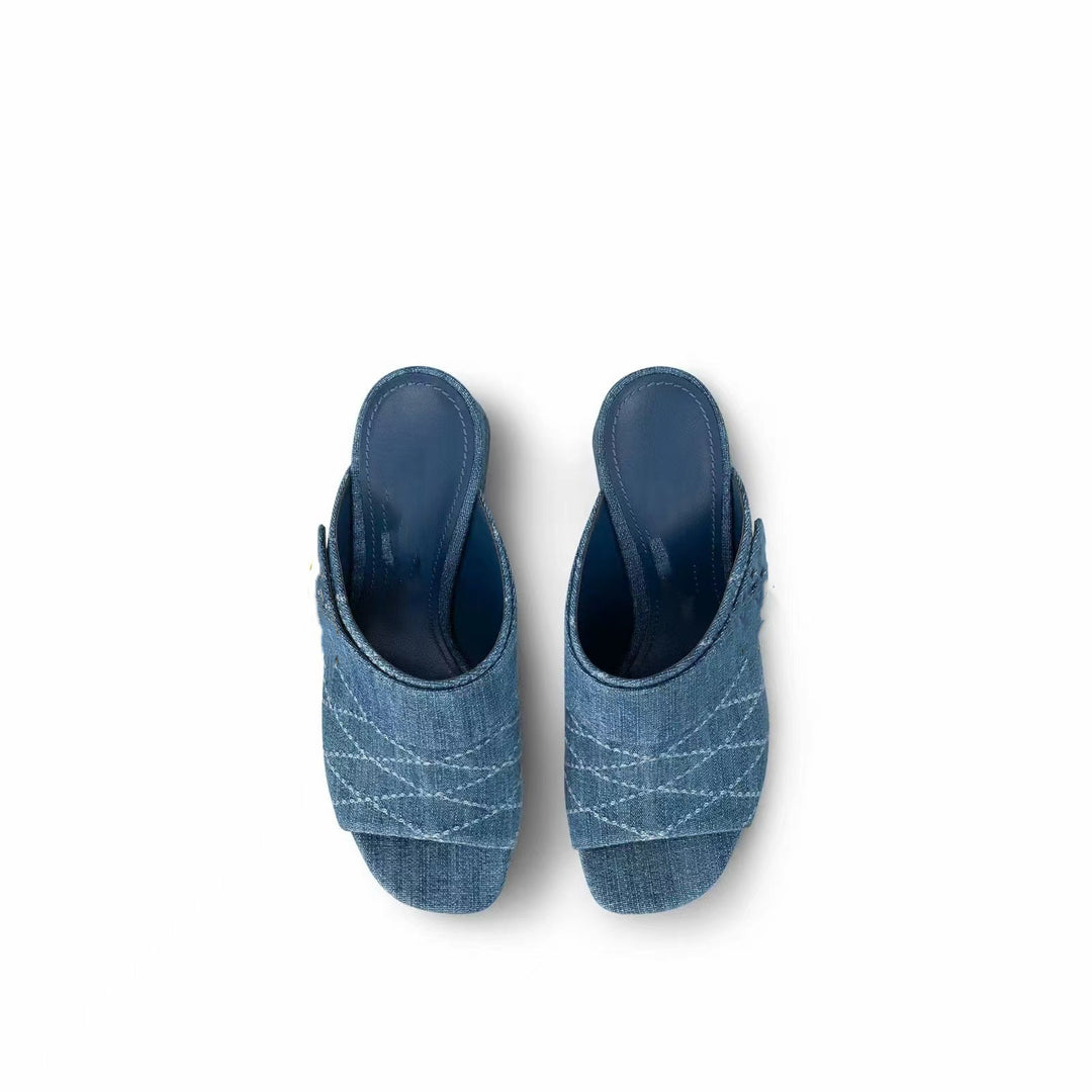 Femme Open-Toe Chunky Heel Mules Stilla