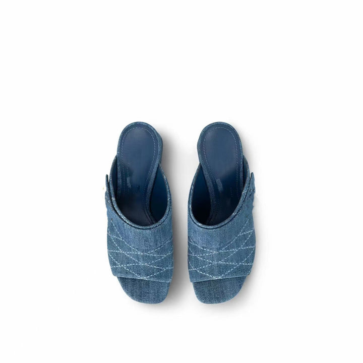 Femme Open-Toe Chunky Heel Mules Stilla