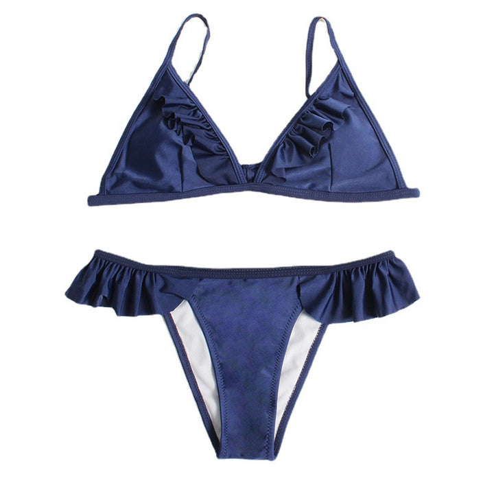 Dame triangle-bikini-sæt med legende ruch-detaljer og elastisk design Stilla