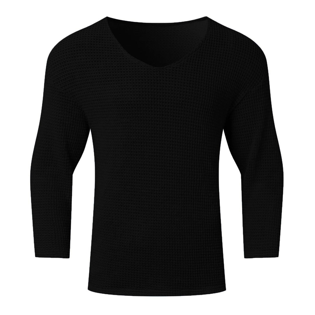 Herrer V-udskæring vaffelmønster sweater med 3/4-ærmer Stilla