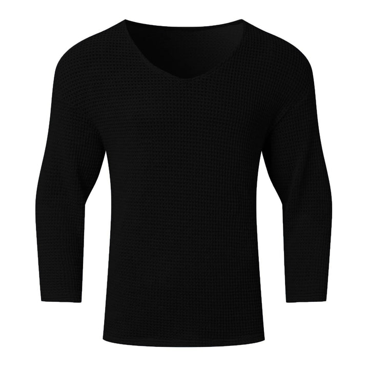 Herrer V-udskæring vaffelmønster sweater med 3/4-ærmer Stilla