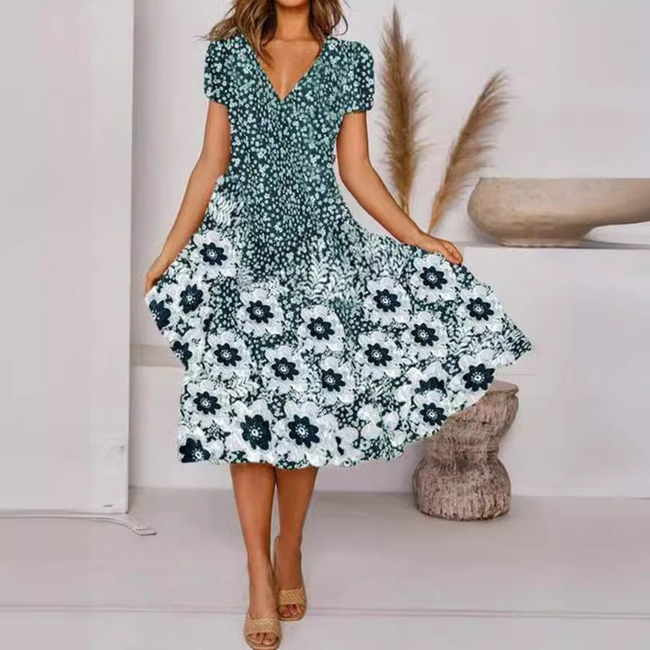 Dame Floral Print Swing Kjole Stilla