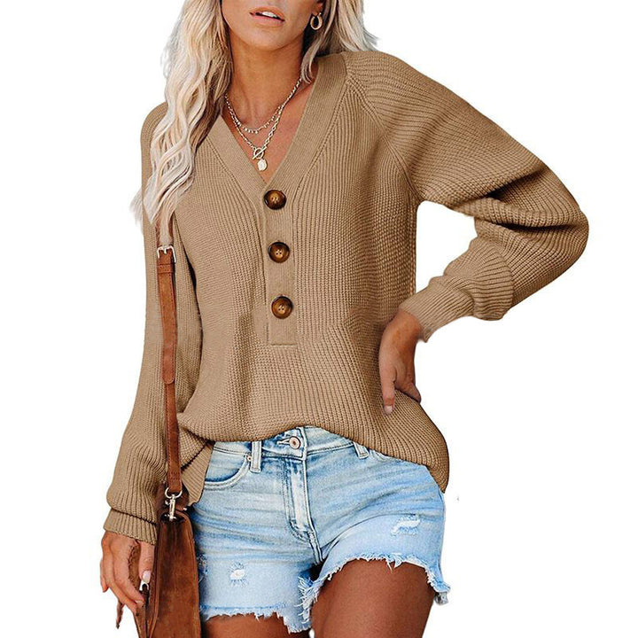 Dame V-hals Knap-Up Pullover Stilla