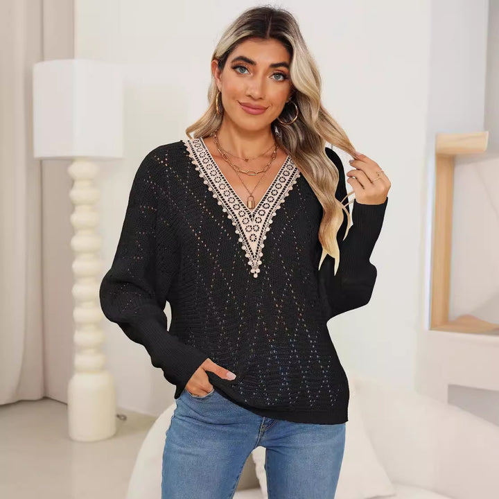 Damer Åben-Strik V-Udskæring Sweater Stilla